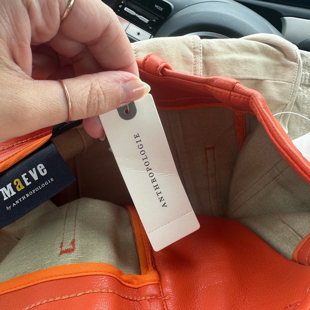 NWT-Anthropologie Maeve The Colette Dark
Orange Faux Leather Skirt - Picture 6 of 6